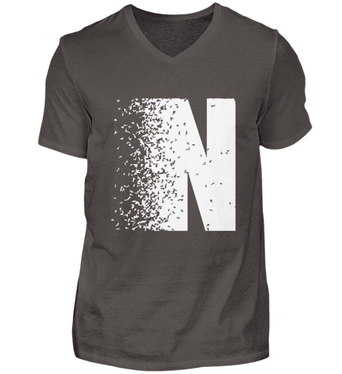 Image of Herren V-Neck Shirt NOVAWEAR mit großem weißem N-Logo aus 100% Baumwolle in Grau